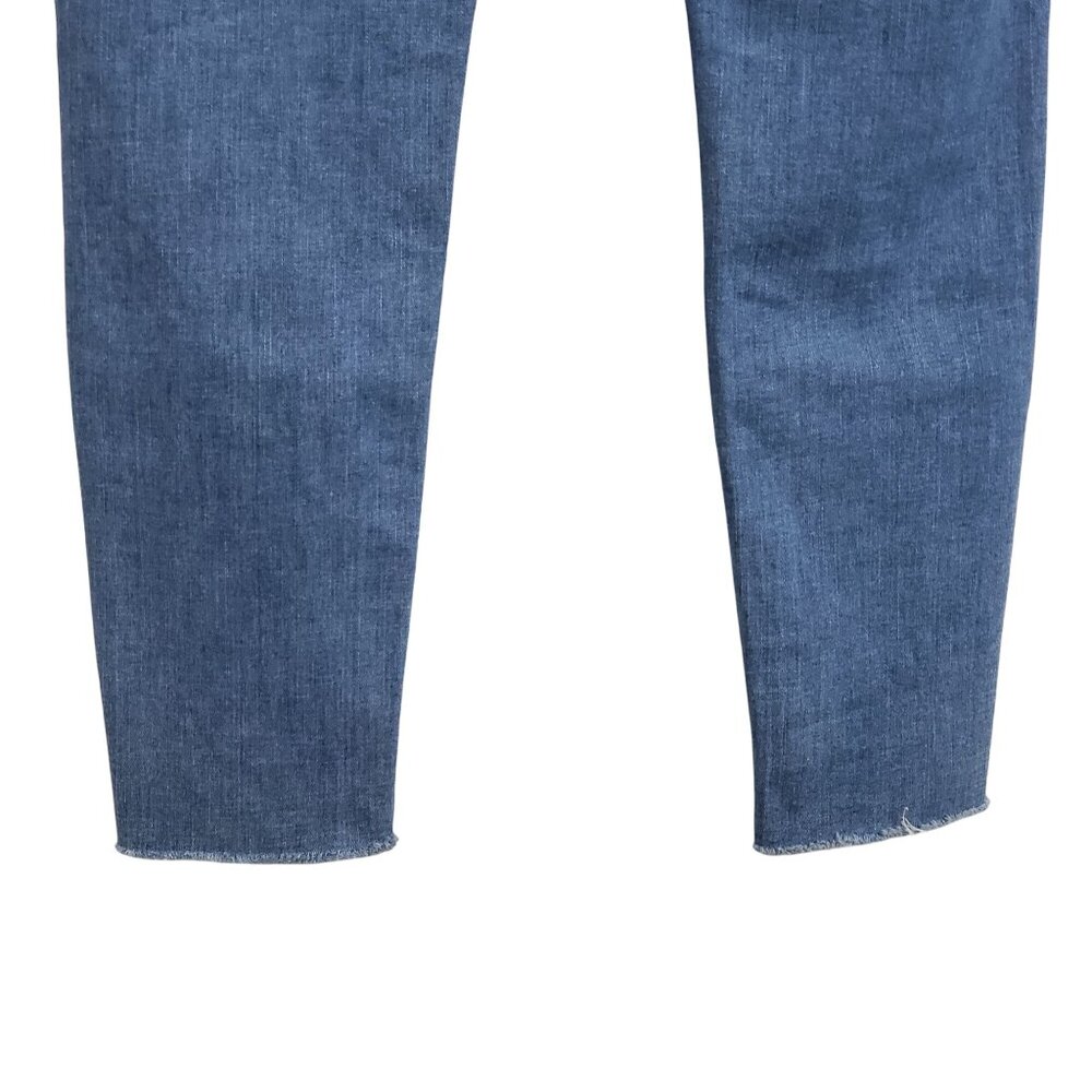 J Crew Size 31 Jeans Toothpick Distressed Mid Rise Skinny Stretch Denim Raw Hem - Picture 6 of 14